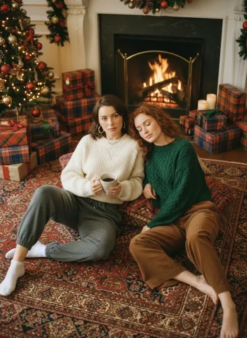 Holiday Fireplace AI image template preview