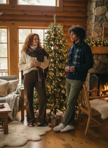 Cozy Christmas AI image template preview