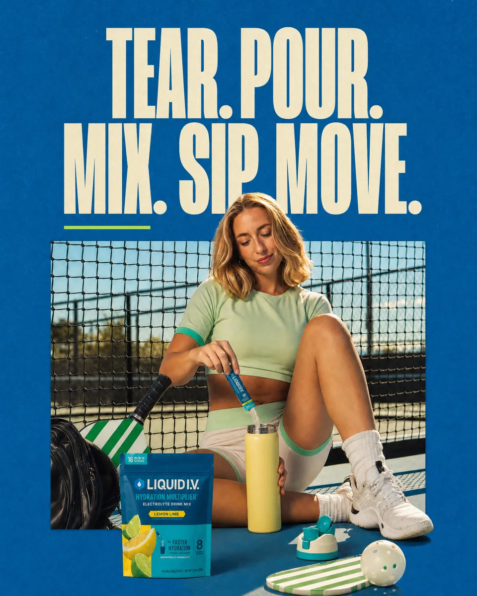 Ecommerce campaign ad with a bold sports visual, product-use sequence, and high-contrast headline