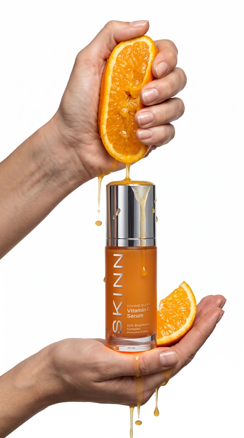SKINN Divine Elixir Vitamin C Serum with fresh orange