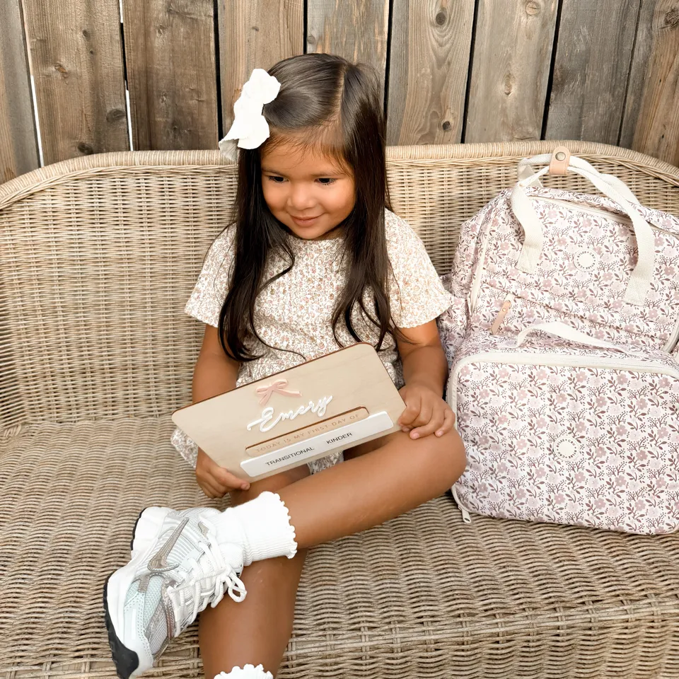 My little Emery’s first day of big girl school. She is officially in TK 🥺 🤍
