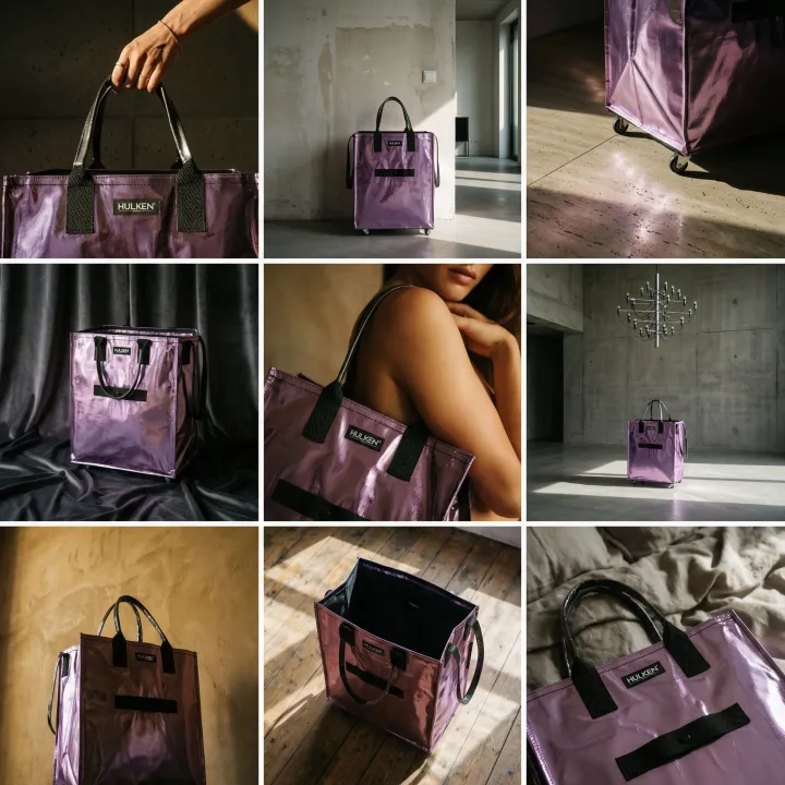 Lilac Tote Bag | Rolling Foldable Bag for Travel - Hulken®