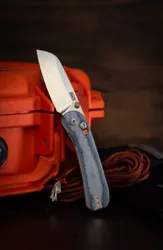Lander 3 Pocket Knife - Sheepsfoot - Denim Micarta - S35VN