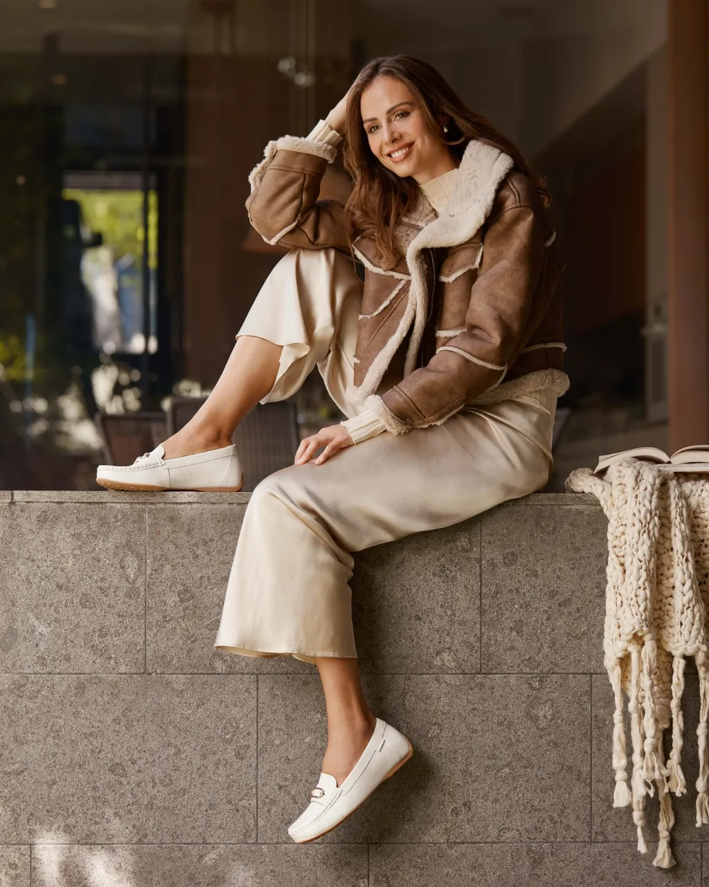 エフォートレスストレートパンツ オフホワイト Foxx White Tumbled Women's Casual Flat | FRANKIE4