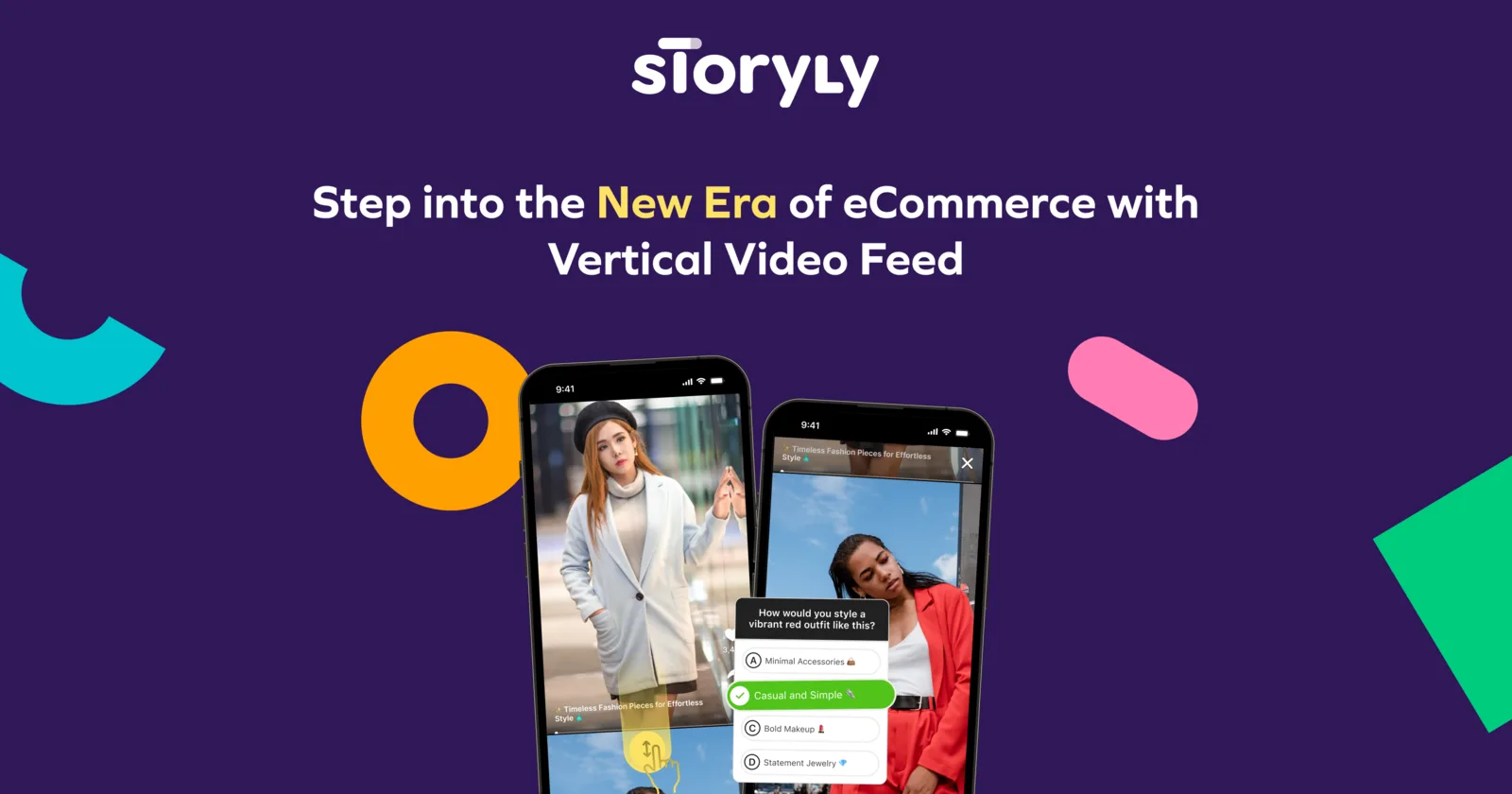 Storyly website showing vertical story and video feed experiences on mobile screens