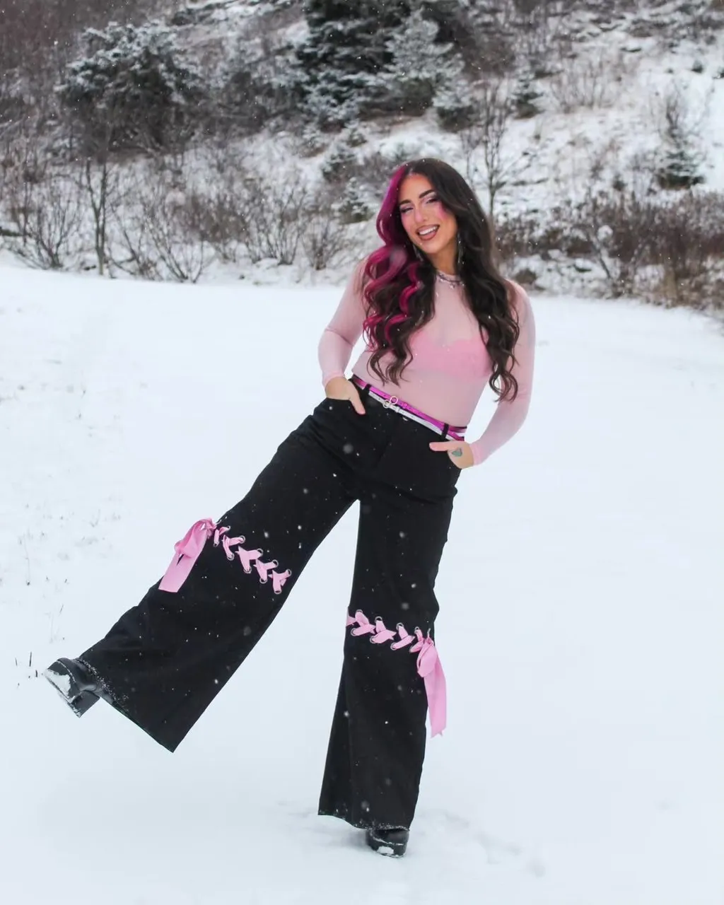 パンツ andmary Highwaist ribbon pants black S Tie A Bow Street Pants - Limited – BlackMilk Clothing