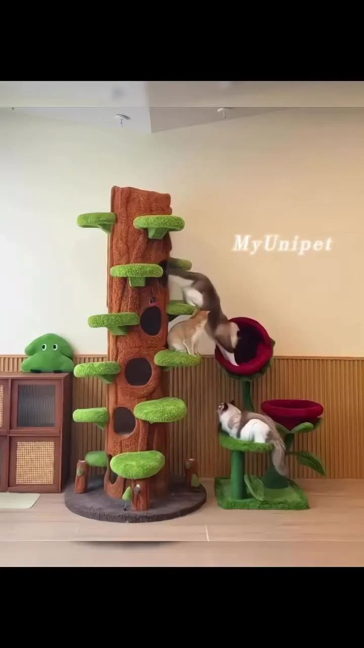 木にのる】通天タワー｜多頭飼い対応・ナチュラルデザインのキャット