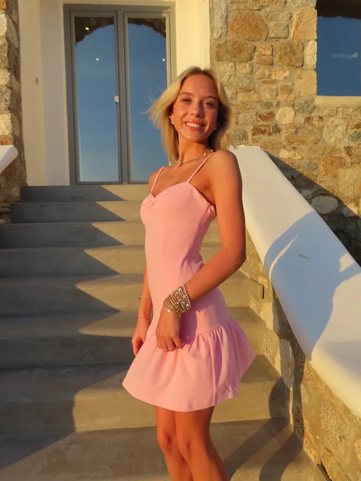 Deloris Pink Crepe Party Mini Dress | Beginning Boutique US