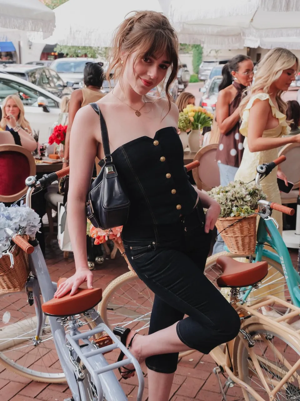 KELCEY STRAPLESS DENIM VEST in DARK RINSE | ALICE + OLIVIA