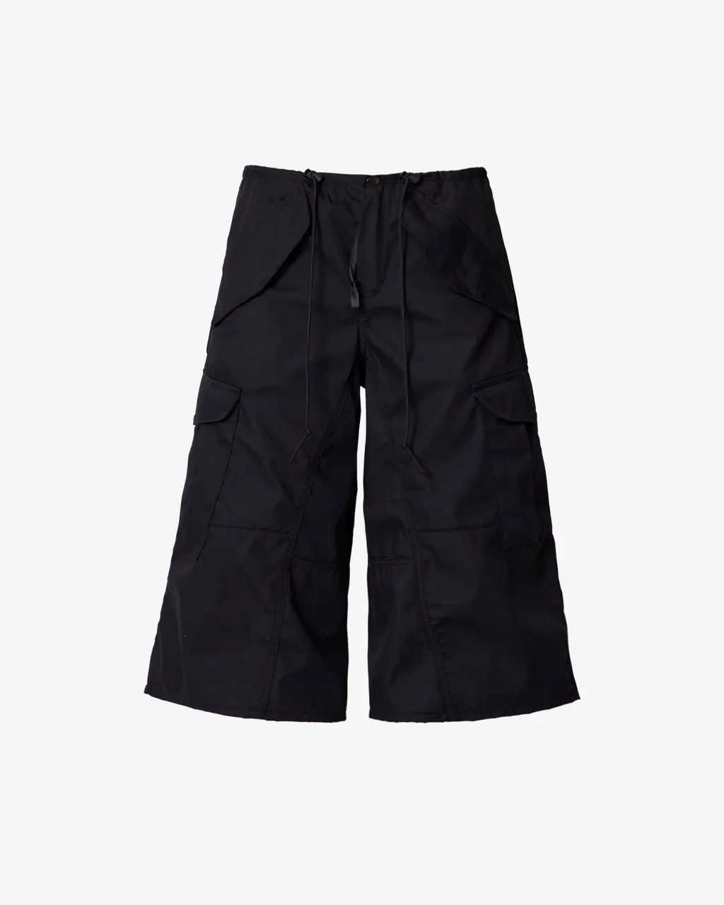 Extra Long Nylon Cargo Shorts - Black | mnml